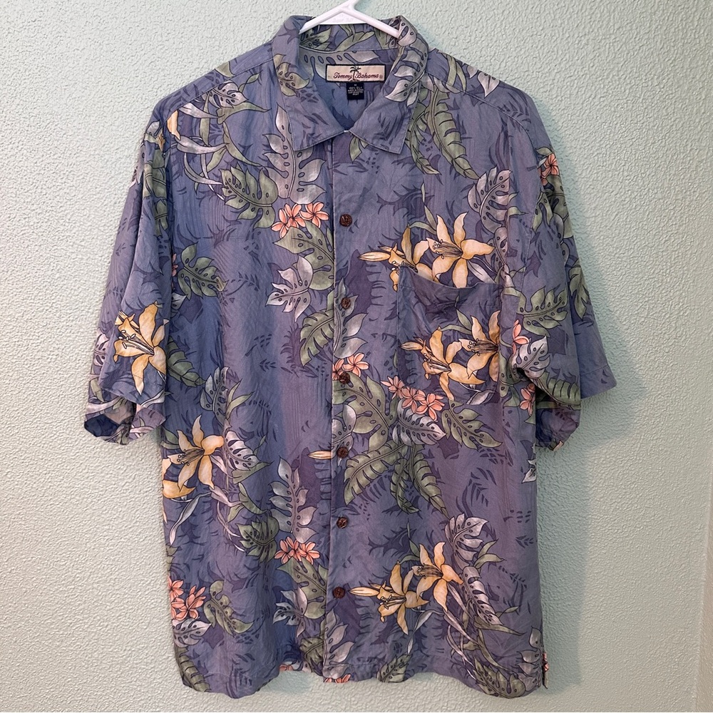 Tommy Bahama 100% Silk Tropical Floral Men's Shirt Short Sleeve Resort Medium - Picture 1 of 8